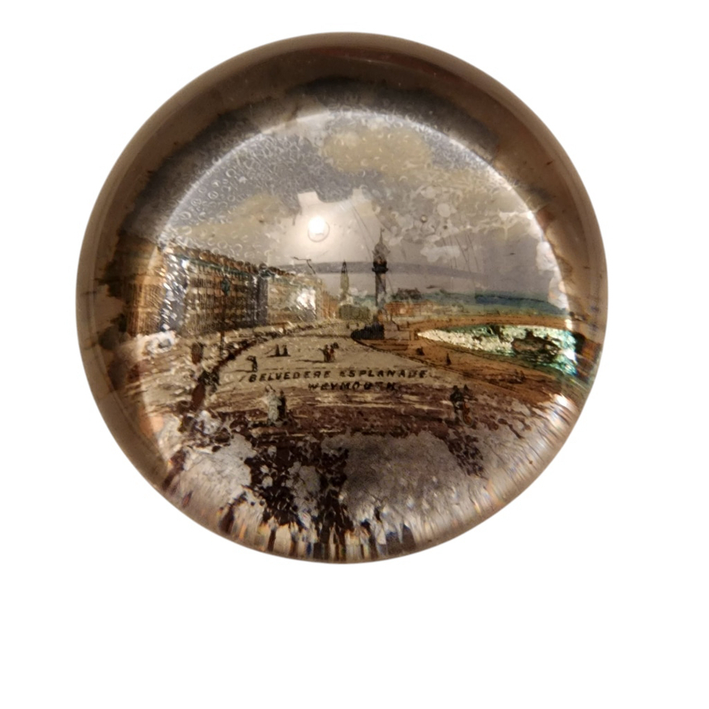 Souvenir glass paperweight - Belvedere Esplanade Weymouth. Very Old